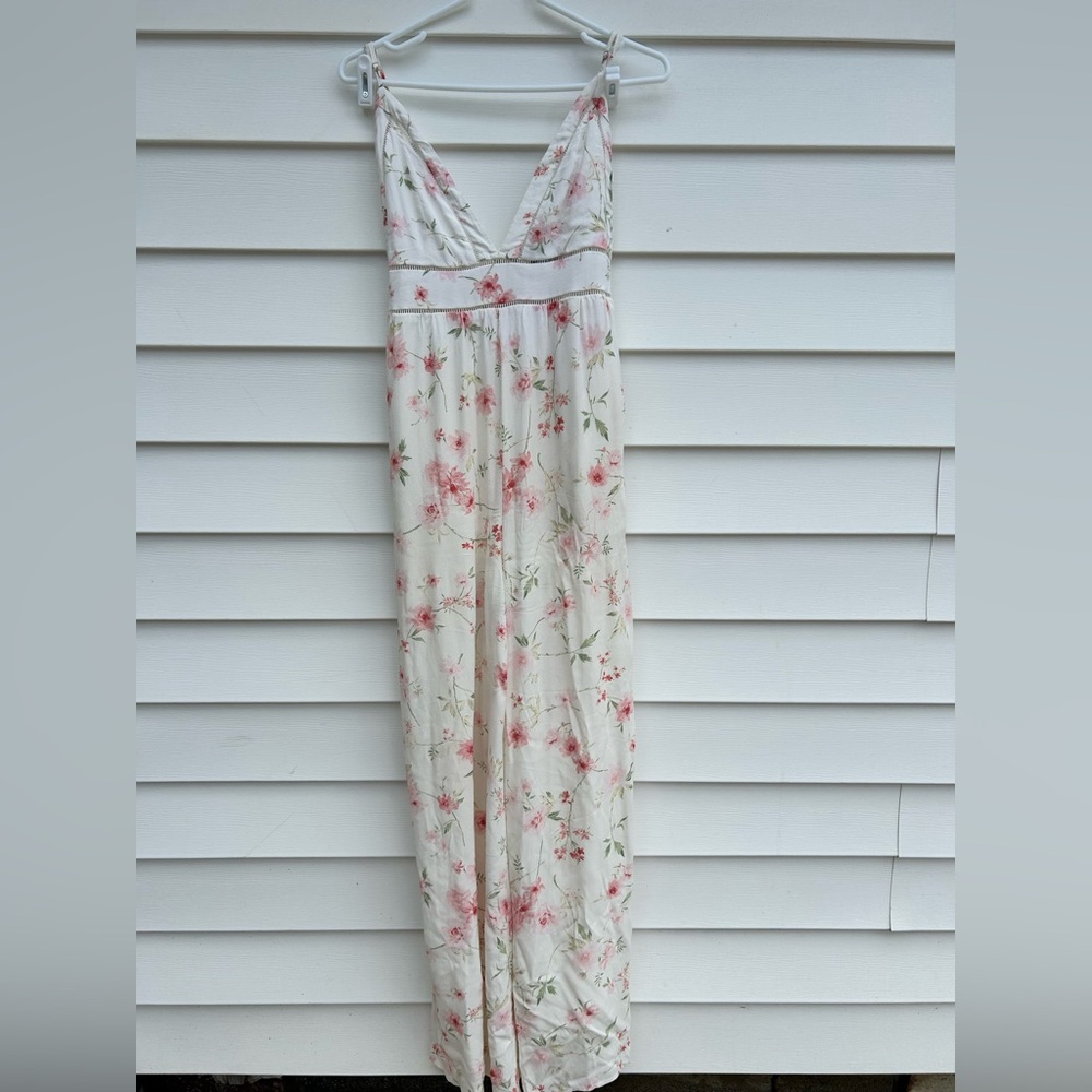 Lulu's Pink Floral White Jumpsuit with Wide-Leg Design - Picture 5 of 13